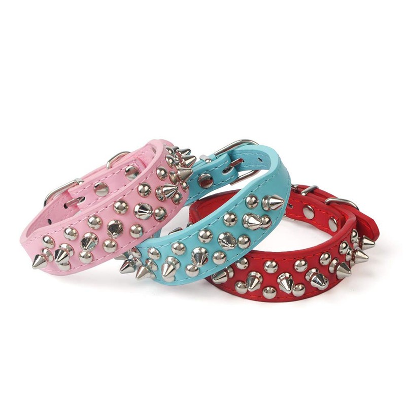 ETOPARS Spiked Studded Leather Dog Collar, Bullet Nail Rivet for