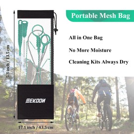 8 Pcs Set Hydration Bladder Cleaning Kit, Water Bladders Cleaner Set with Flexible Long Brush for Hose, Small Bite Valve and Big Brush, Drying Collapsible Bladder Frame, Carrying Pouch (Green)