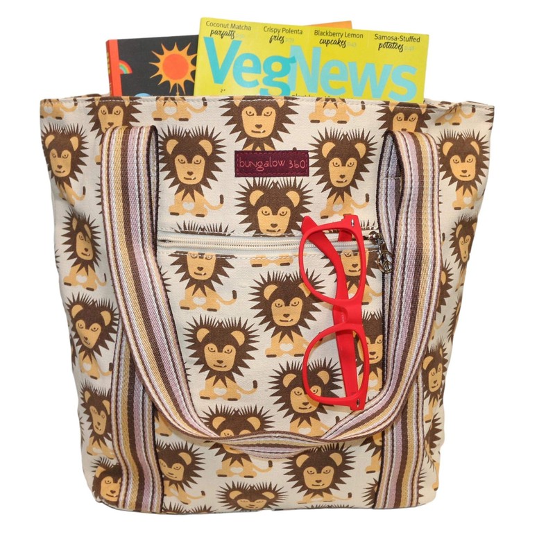 bungalow 360 Vegan Striped Tote Bag (Lion)