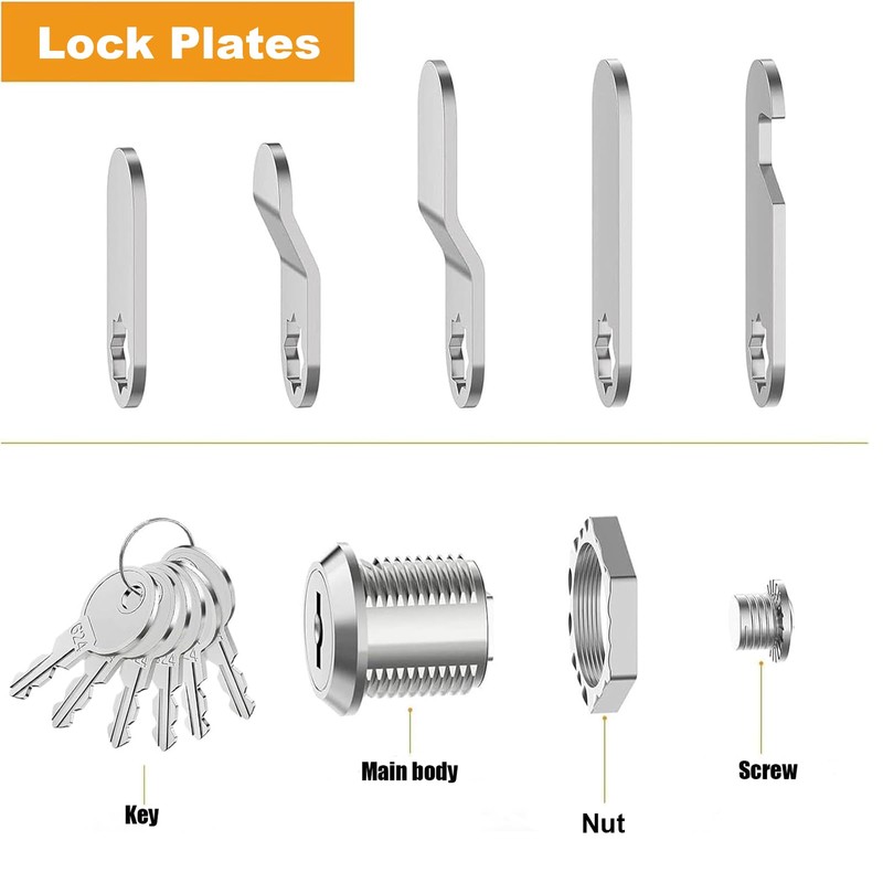 Cabinet Lock, Post Box Lock, Cam Locks, Comes with 6