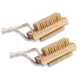 Aiyraa 2 Pcs Nail Brush Set, Wooden Nail Brushes for Cleaning Nails, Double-Sided Nail Scrubbing Brush, Natural Bristle Nail Cleaning Brush for Hands and Feet