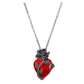 KURTCB Gothic Rose Heart Pendant Necklace Goth Emo Grunge Black Rose Necklace for Women Men (Necklace)