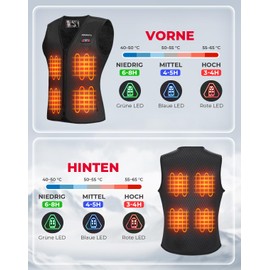 KEMIMOTO Heated Vest for Women, Heated Vest with 8 Heating Zones, 3 Adjustable Heat Settings, Electric Heating Vest Winter with USB, for Motorcycle, Outdoor, Camping, Skiing, Hiking, Hunting, black
