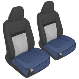 Motor Trend Seat Covers for Cars Trucks SUV, Faux Leather 2-Pack Blue Padded Car Seat Covers with Storage Pockets, Premium Interior Car Seat Cover