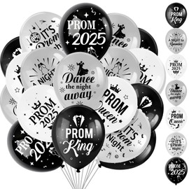 HOWAF Prom Decorations 2025 Silver Black, 28pcs Prom Balloons Latex prom Night Graduation Balloons Grad Balloons 2025 Decorations Graduation Decorations 2025