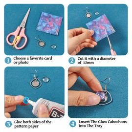 FASHEWELRY 24pc Stainless Steel Earring Bezel Trays - Geometric Blank Bezel Setting Teardrop Heart Round 16mm Earring Blanks with Glass Cabochons for DIY Jewelry Making