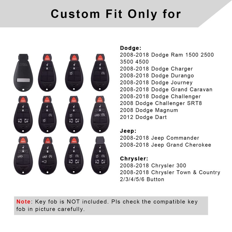 QBUC for Dodge Key Fob Cover with Keychain TPU Key