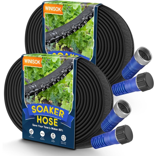 Winisok 100FT Soaker Hose, Heavy Duty Double Layer Gardening Hoses,