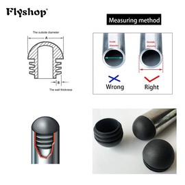 Flyshop Black 1" OD Plastic End Caps Round Tube Inserts Furniture Glides for Tables and Chairs 10PCS, Fit 25mm OD Tube