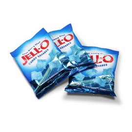 Morris National Inc JELL-O™ Sour Candy Squares | Sour Berry Blue | Chewy Sweet and Sour Candy | Sharing Size, 4.5 oz, 12 Single Packs, Brandsize