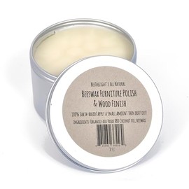 All Natural Beeswax Furniture Polish - Organic Coconut Oil and Pure Bees Wax, Food Safe Wood Finish and Conditioner for Butcher Blocks, Surfaces or any Hardwoods, 7 ounces, by BeeTheLight