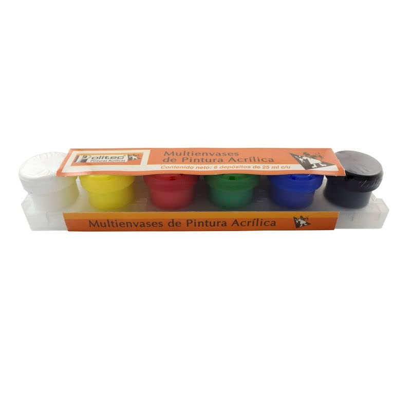 POLITEC ESTUCHE DE PINTURAS ACRILICAS CON 6 FCO 25 ML.
