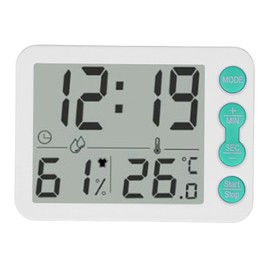 Indoor Digital Temperature Humidity Meter Multifunctional Electronic Thermometer Hygrometer with Alarm Clock Function White Green Key