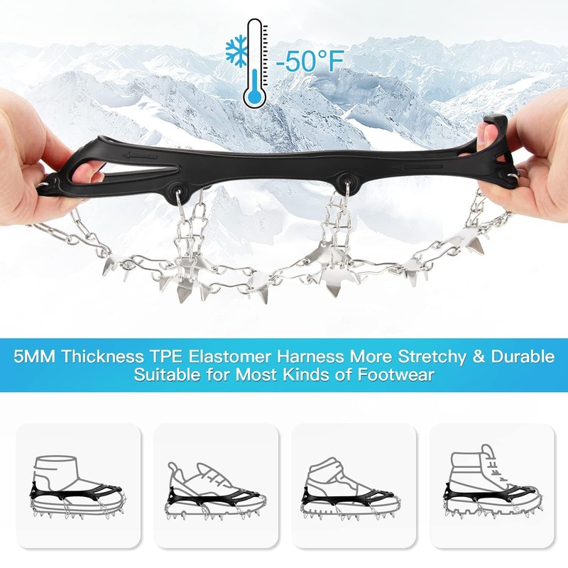 WardWolf Crampons for Hiking Boots 25 Spikes Crampons Ice Snow