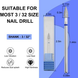 Vnjaoi Diamond Nail Drill Bits Efile Cuticle Drill Bit Nail Buffer Bit Russian Electric File Bits for Under Nail Dead Skin Cleaning Cuticle Remove Nail Art Design Manicure and Pedicure (Medium)