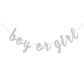 INNORU Glitter Silver Boy or Girl Banner - Baby Shower - Prince or Princess Garland Bunting - Gender Reveal Party Bunting Decorations