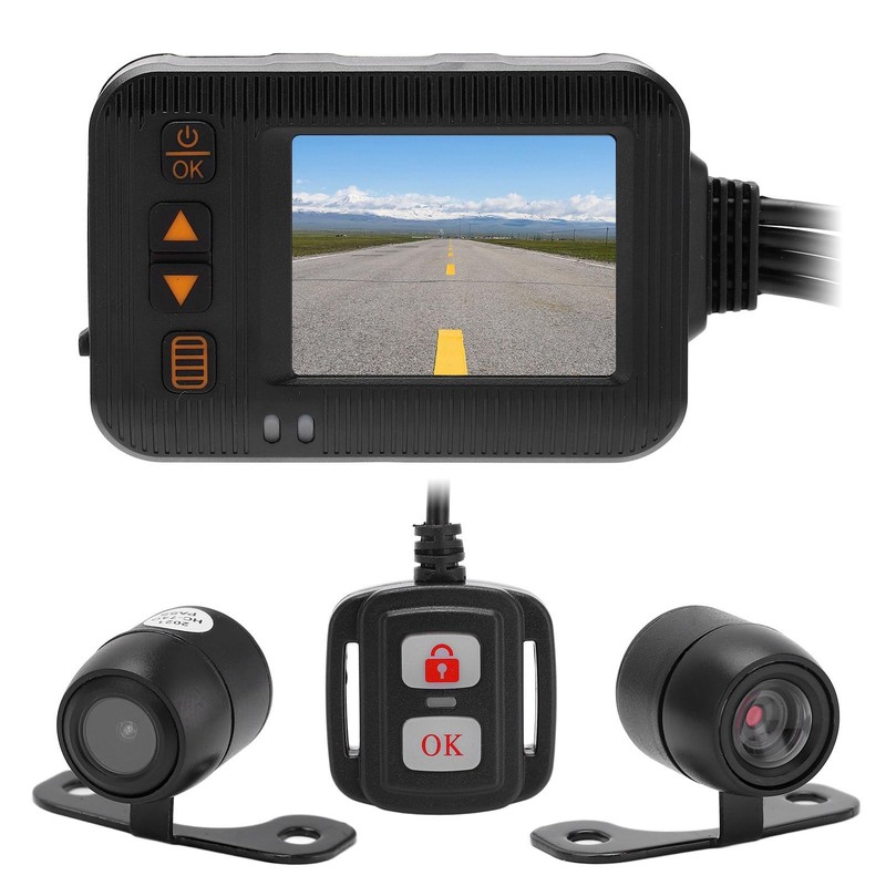 Motorcycle 2 Inch Driving Recorder 1080P + 720P HD Lens