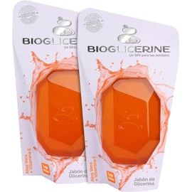 Set de jabones BIOGLICERINE TANGER INTENSE 2 Pack Jabn de Glicerina con Vitamina E Hidratante y Humectante Ideal para todo tipo de piel Aroma Mandarina 235 gr C/U