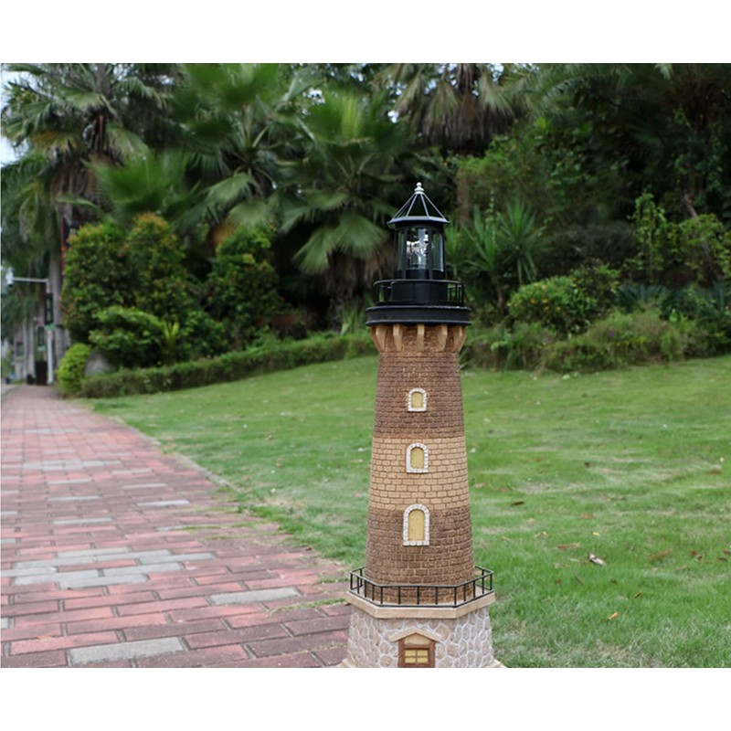 Rowzzi LED Solar Powered Lighthouse, 360 Degree Rotating Lamp Courtyard