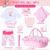 9 PCS Reborn Baby Doll Clothes Set with Pink Bassinet