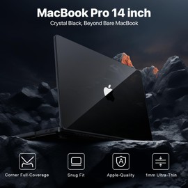 Macaset for MacBook Pro 14 inch Case M4 2025 2024-2021 M3 M2 M1 Pro/Max [Stunning Crystal Black] [Corner Full-Coverage] Protective Hard Shell Laptop Cover A3401 A3185 A3112 A2992 A2918 A2779 A2442