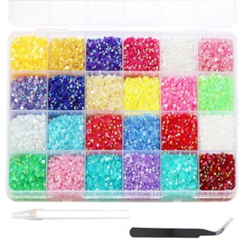 24000 Pieces Rhinestones for Nails, BetterJonny Heat Fix Rhinestones for Crafts, 3 mm Nail Art Rhinestones, Flatback Gemstones, Round with Tweezers and Dotting Pen for DIY Crafts Nails Clothing, D