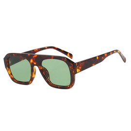 ENTHYI Retro Square Sunglasses Women Leopard Stripes Shades UV402 Fashion Punk Men Sun Glasses