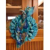 Glitter Blue Peacock Christmas Tree Ornaments with Clips 11inch Feathered