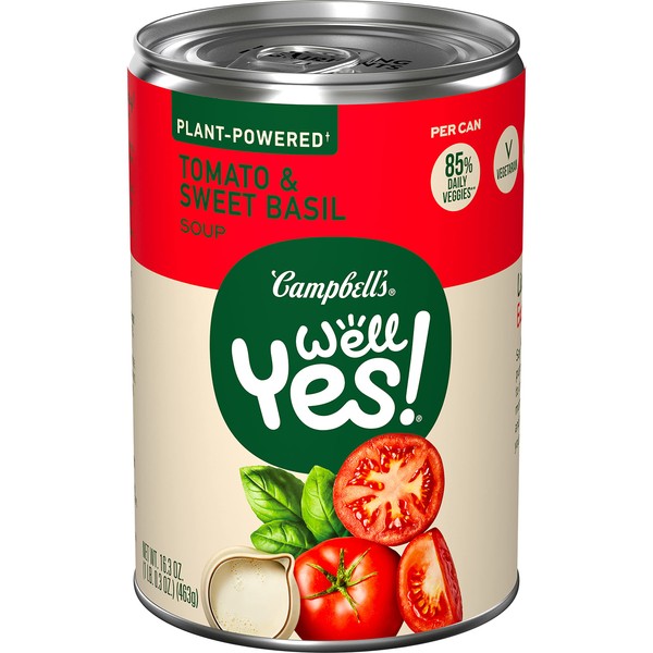 Campbell's Well Yes Tomato and Sweet Basil Soup, Vegetarian Soup, 16.3 Oz Can