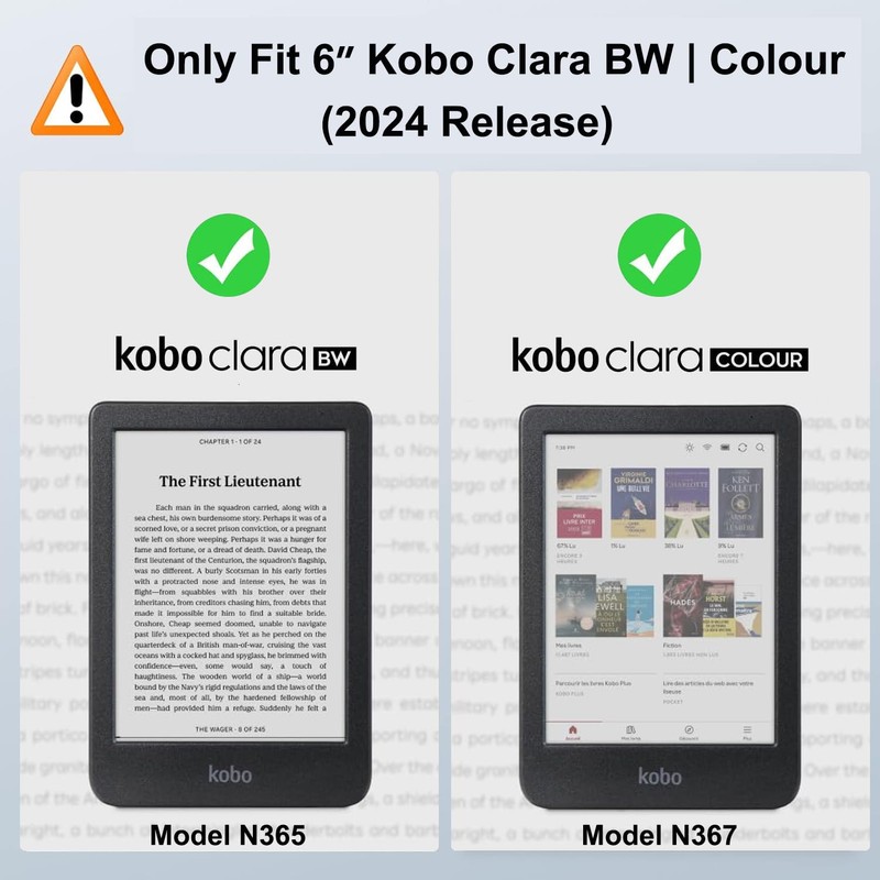 Tenano 6" Kobo Clara Colour/BW/2E Case, Slim Protective Cover with