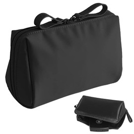 Cisixin Small Makeup Bag, Multicase Cosmetic Bag, Nylon Waterproof Makeup Bag, Wash Bag with Double Zip Opening for Women (Black), black