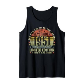 74th Birthday Gifts Vintage September 1951 74 Years Old Men Tank Top