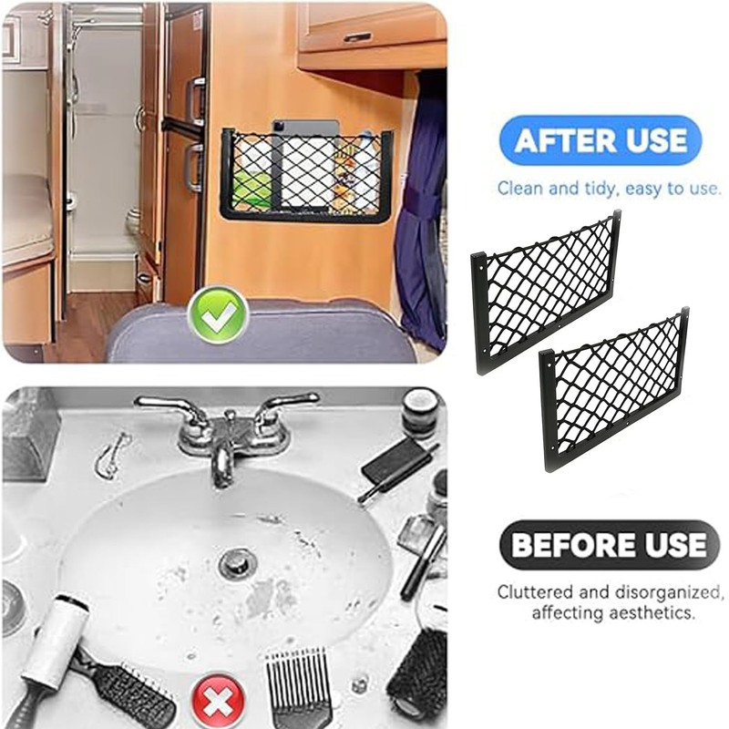 WEZCHUGHAOL 4Pcs Car Storage Net with Plastic Frame and Hook,