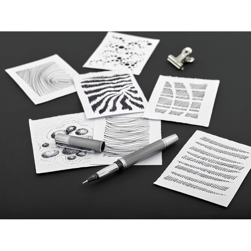 Yookers Metis Refillable Fibre Pen in Satin Chrome Black Grid