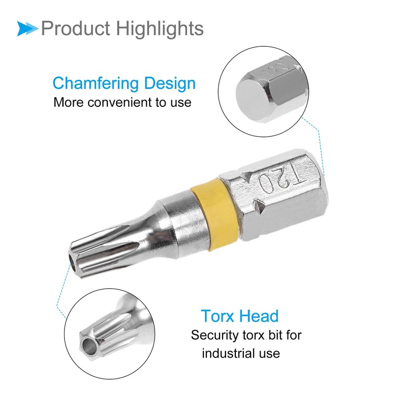 CoCud Torx Screwdriver Bits, 1/4" Hex Shank T20, Security Steel
