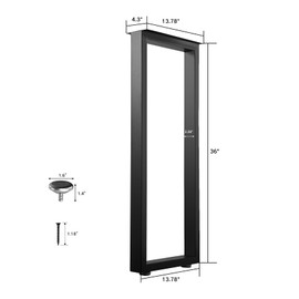 ALLCOS 36 Inch Metal Bar Table Legs, Heavy Duty Dining Table Leg Desk Legs with Adjustment Feet, Black, Set of 2