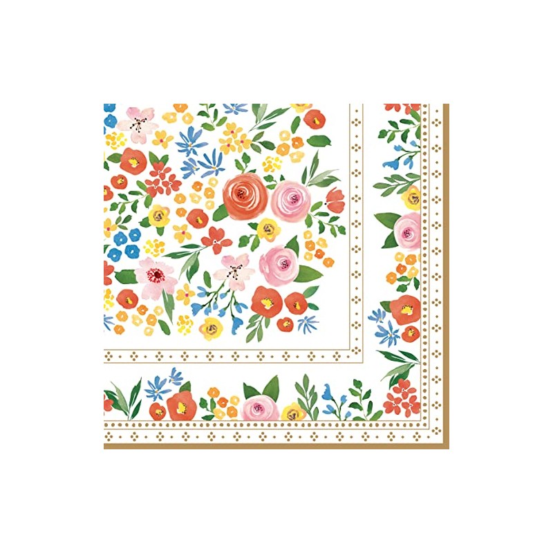 20 napkins, colourful flower border, spring, summer, flowers, table decoration,