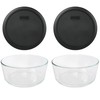 Pyrex (2 7203 Glass Bowls & (2) 7402-PC Black Lids