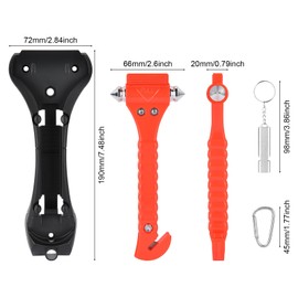 URAQT 2 Pcs Car Emergency Hammer with Seatbelt Cutter, 2-in-1 Car Emergency Hammer, Glass Breaker, Seatbelt Cutter Car Window Breaker with 2 Whistles and 2 Safety Buckles for Car, Office, Home