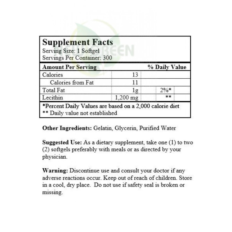 NCB Lecithin 1200mg Helps Lower Cholesterol, Anti-Oxidant (300 Capsules)