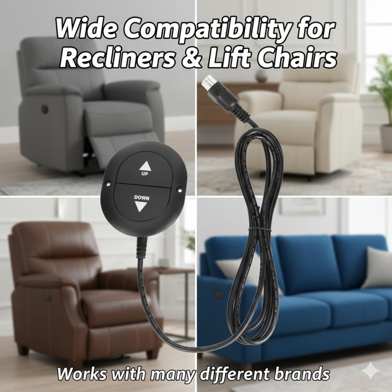Yulatik 2 Button 5 Pin Electric Sofa Hand Controller -