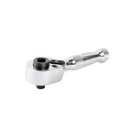 ARES 42041 - 1/4-Inch Drive 72-Tooth Stubby Ratchet and Bit Driver - Premium Chrome Vanadium Steel Construction & Mirror Polish Finish - Reversible Direction Head