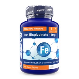Zipvit Iron Tablets 14mg, (1 Year Supply), Supports Energy & Immunity, Iron Supplements for Women and Men as Bisglycinate Form, 365 Vegan Tablets
