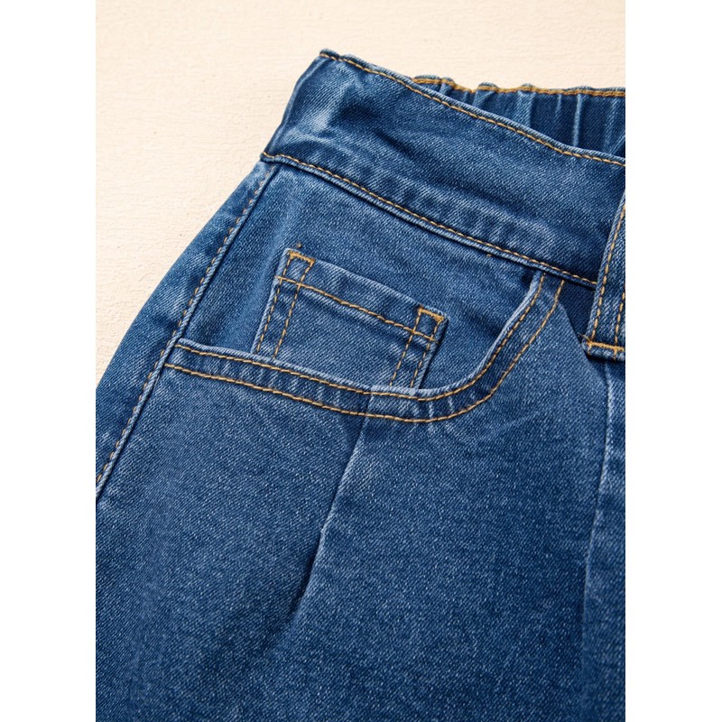 Sidefeel Women's Wide Leg Jeans Drawstring Baggy High Waisted Stretchy