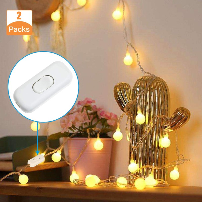 Inline Cord Switch, PLUSPOE 2-Pack On Off Button Control Lamp