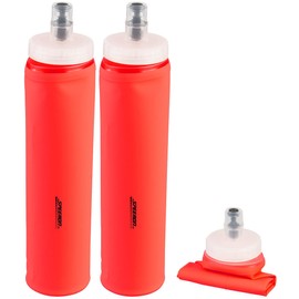 Speeron Smoothie Bottle: Set of 2 Foldable Drinking Bottles, Straight Base, BPA-Free, 500 ml, Orange (Hiking Drinking Bottles, Drinking Water Bottles, Drink Holder)