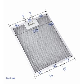 Amazinpure 2X 300 x 250 mm Cooker Hood Metal Mesh Filter Compatible with Bosch Neff Siemens De Dietrich Gorenje Logik SMEG Whirlpool Candy Range Hood Extractor Fan Vent