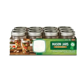 Glass Mason Jar with Lid and Band, Regular Mouth, 8 Ounces, 12 Count - Ideal for Home Storage and Organization - Tin, Drinkware Containers Kitchen