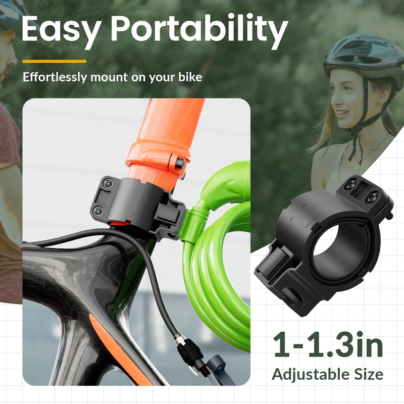 Titanker Bike Lock, 4 Feet Security Resettable Combination Coiling Bike