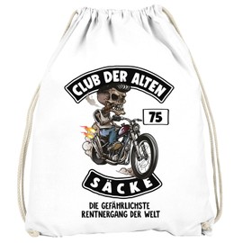 MoonWorks Gym Bag Jute Bag Gift Bag Club of Old Bags for Older Birthday Men, Club 75 White